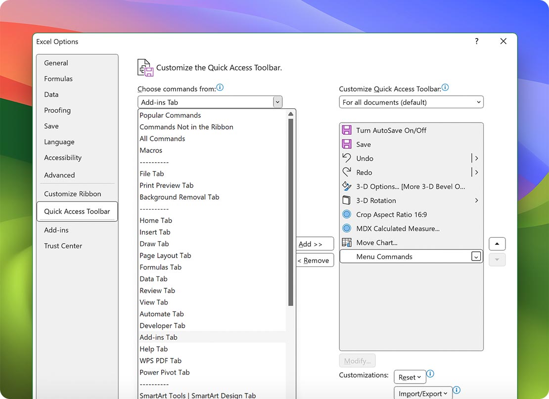 Use the Office 365 keyboard shorts and interface you prefer