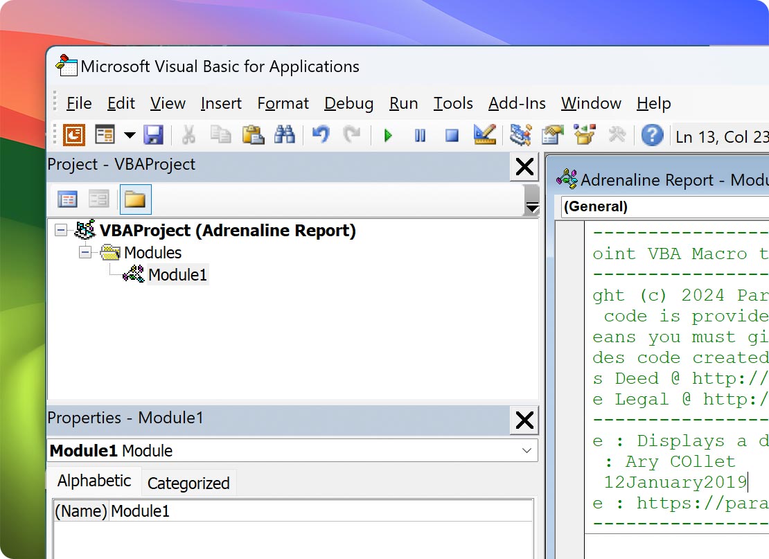 Integration with VBA